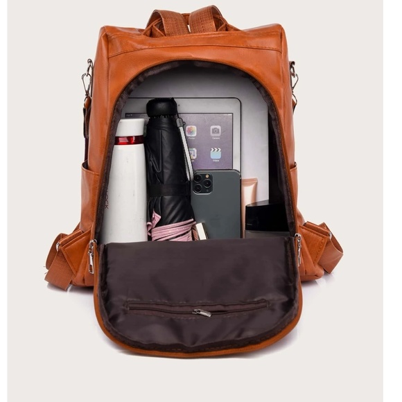 Luxe Vegan Leather Zipper Back pack - Picture 4 of 5